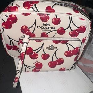 Coach Cherry Print Cream Crossbody Bag Set